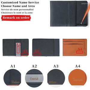 Wallets Custom Name PU Leather Holder Case Mini ID Card Small Purse Slim Engraving Wallet For Men