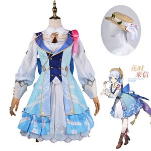 Costumes de anime Genshin Impact Kamisato Ayaka Cosplay Dress Halloween Uniformes Wig Shoes