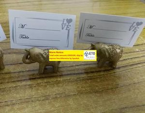 50pcslot Lucky Gold Elephant Place Card Holders Tabellnamn Holder Wedding Party Favors