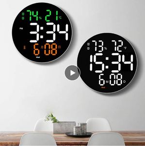 10 -calowa LED Duży cyfrowy zegar ścienny salon Brightness Cicha Smart Clock Domowa dekoracja z termometrem temperaturowym