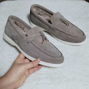 Loropiana Desiner Shoes Online High Edition LP Pure Color Casual Slackers носите кожаную ватную сладкую туфли для комфорта универсальности 3luj