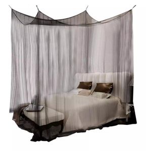 Myggnät Myggnät Black White för dubbel fyra hörnsäng Post Bed Canopy Mosquito Net Full Queen King Size Bedding 230214