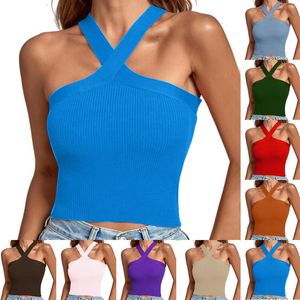 Women's Tanks 2023 Sexy Women Sleeveless Short Crop Tops Ladies Vest Casual Tank Top Women's Tube Female Black White Knitted Sport Vests