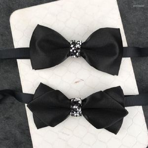 Fliege 2023 Modedesigner Herren Hochzeit Doppel Stoff Diamant Schwarz BowTie Wunderschöne Bankett Schmetterling Krawatte mit Geschenkbox