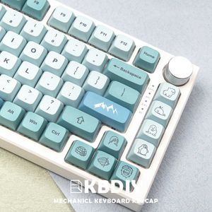 Keyboards KBDiy 123keys/Set XDA Profile GMK Iceberg Keycaps PBT for DIY DYE-SUB Blue Custom Mechanical Keyboard Keycap for GK61 TM680 T230215