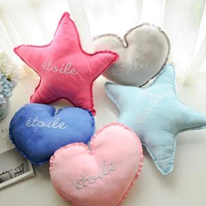 Pillow N-ins Cute Five-pointed Star Of Love Candy Solid Color Embroidered Suede Sofa Bed Chair S Car Girls