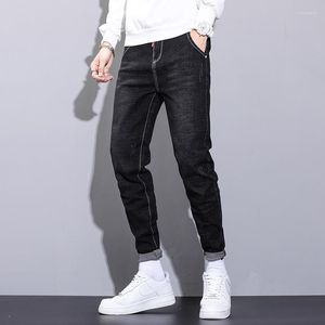 Мужские джинсы скинни джинсовая джинсовая джинсовая осенняя одежда для бег трусцой. Случайные брюки для гаремов мужские брюки для шнурки твери 2023