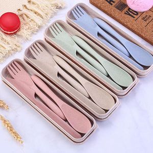 Conjuntos de utensílios de jantar caixa de talheres de viagem Japão Japão estilo trigo faca Faca colher de aluno conjunto adulto para a cozinha mesa de mesa