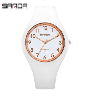Armbanduhren SANDA Luxus Damenuhren Quarzwerk Armbanduhr Wasserdicht Einfache Silikon Casual Analog Sportuhr Für Frauen Reloj Mujer 230215