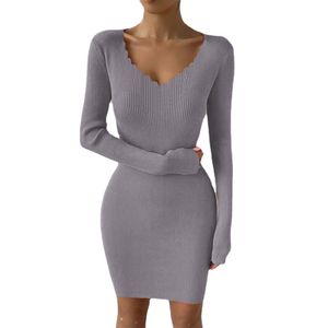 Damen-Mesh-Kleid mit V-Ausschnitt und Pailletten, langärmelig, schmales Kleid für Damen025