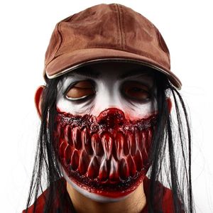 Party Hats 68UE Horror Wig Grimace Plasma Mask (without Hat) Halloween Masquerade Festival Cosplay Full Head Face Cover