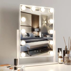 LED Makeup Mirror med glödlampor USB Hollywood Vanity Badrums toalettbord Belysning Dimbar LED -vägglampa
