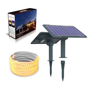 Solar-Gartenlichter, Streifenlicht, 5 m, 10 m, 20 m, Sonnenkollektoren, Fernbedienung, wasserdicht, für den Außenbereich, für Garten, Rasen, Atmosphäre