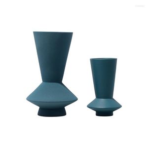 Vasi Tavolo da pranzo in ceramica Vaso Fiore blu smerigliato Modello Camera Soggiorno Vetrina Artigianato Ornamenti Terrario nordico