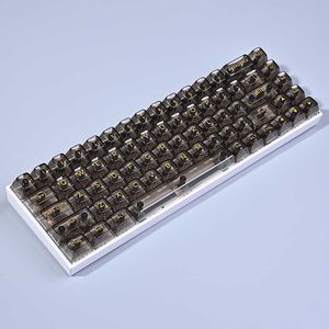 Teclados transparentes keycaps sa perfil preto e branco inglês cristal keycap pc para switch mx teclado mecânico teclado