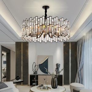 Ljuskronor LED Crystal Chandelier Lamp Luxury Black Luster Kitchen Island Living Room Dining Home Takbelysningsarmaturer