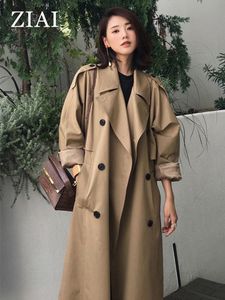 Women's Trench Coats ZIAI sale Spring Autumn Women's Trench Coat Lapel Female Windbreaker long sleeve Lady Trend Casual Jacket ZS-7246 230215