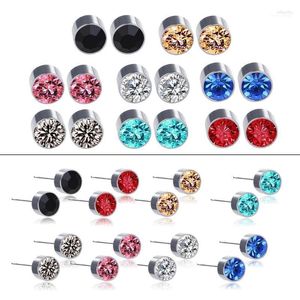 Brincos de garanhão pares de clipe magnético de cristal conjunto não piercing rinestone titanium steel studs unissex moda jóias effi22