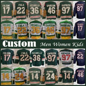 97 Kirill Kaprizov 12 Matthew Boldy Hockey Jersey Custom Men Women Kids 29 Marc Andre Fleury Jared Spurgeon Matt Dumba Marcus Joel Eriksson EK Mats Zuccarello