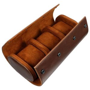 ウォッチボックスケースNICHERIO TRAVEL WATCH CASE PE LEATHER WATHT BOX 3スロットウォッチストレージオーガナイザーブラケットホルダー旅行ビジネストリップブラウン230215