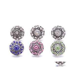 Clasps السنانير الجملة Rhinestone 18mm Snap Button Clasp Clasp Flower Metal Zircon Charms for Snaps Hehts Jewelry Suppli DH1Py