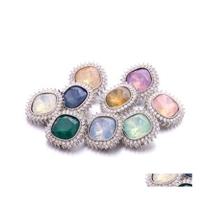 CLASPS HOODS Str￥lande Colorf Rhinestone Chunk l￥s 18mm Snap Button Zircon Sun Flower Charms BK f￶r Snaps Diy Jewelry Findings Sup Dhvxk