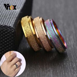 Anelli a fascia Vnox 6mm Spinner Ring per donna Uomo Stress Release Girevole Sabbiatura Cinturini in acciaio inossidabile Anello coda casual G230213