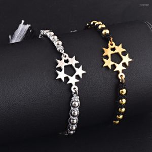 Charm Bracelets Stainless Steel Jewelry Handmade Tassel Star Bracelet Beaded Adjustable Stretch Bangle Wholesale&dropship