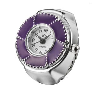 Relógios de bolso Ring Watch Ladies Finger Quartz Aço inoxidável Elastic para mulheres Relógio Glater Silver Got Drop Wholesale