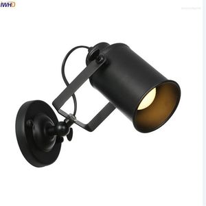 Lampy ścienne Iwhd Black Metal vintage lampa obok baru Restauracja schodowa domowa oświetlenie loft przemysłowy wystrój retro lekki kinkiet LED