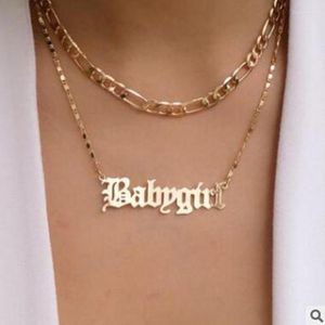 Choker Chokers Babygirl Name Halsband Kvinnors brev söt kedja legering uttalande smycken gåvorskokare llis2222