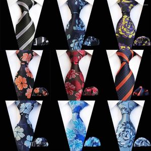 Bow Ties Men Wide Tie Floral Striped Pocket Square Business Necktie Handkerchief Set BWTHZ0356