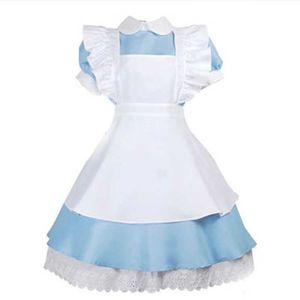 Japanese Best-Selling Fancy Girls Alice In Wonderland Fantasy Blue Light Tone Lolita Maid Outfit Costume Dress mascot