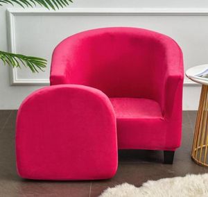 Chair Covers Elastic Velvet Sofa Cover Seat Cushion Bathtub Club Single Gray Black Red Navy Armchair5255530
