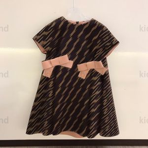 2023ss air cotton dresses with bow tie high-end girls dresses summer princess dress brand designer kids pleated dress for girl 90-160cm fashion skirts for girls