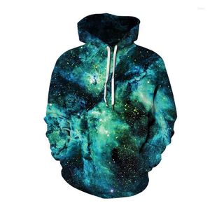 Herrtröjor 2023 mode stjärnhimmel 3d trycker män kvinnor huva tröja hip hop pullover harajuku streetwear unisex hoodie topp