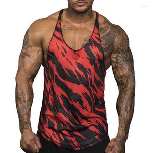 Men's Tank Tops Men Vest Muscle Training Printed Sport Clothing Sleeveless Undershirt Gym Tee Shirt Bodybuilding Fitness