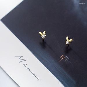 Stud Earrings OBEAR Siver Plated Mini Cute Sweet Golden Silver Colour Dazzling CZ Earring For Women Girl Jewelry