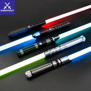 LED Rave Toy txqsaber świetlówka neo piksel ciężki pojedynek RGB Laser miecz metalowy hilt gładki huśtawka świąteczna cosplay jedi luminous dla dzieci zabawki 230216