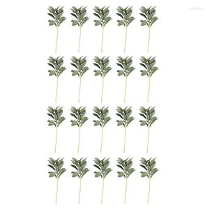 Flores decorativas 20pcs A vegetação artificial folhas de hastes curtas, coqueiros falsos, plantas de enchimento de urna para casa