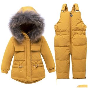 Coastar crian￧as meninos roupas de menina conjuntos de crian￧as capa do inverno super quente com capuz de peles de pele real fantasia traje de neve de espessura de dhaw3