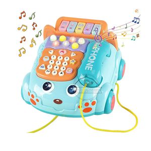 Trummor Percussion Baby Toys 0 12 månader Montessori Musikal Piano Phone Toys For Baby Girl 13 24 Månaders Mobiltelefon Toys for Kids 2 to 4 Year Old 230216