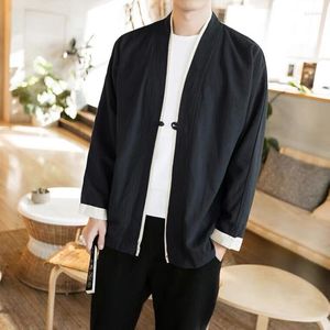 Camicie casual maschile in cotone in cotone cinese in stile cinese a maniche lunghe abbottonate abiti kungfu vestiti kungfu tops taglie forti cardigan