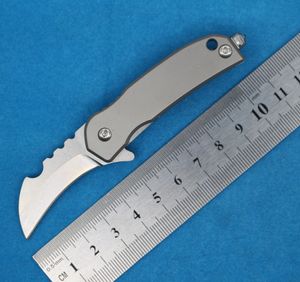 1Pcs M2327 Small Karambit Claw Flipper Folding Knife D2 Stone Wash Blade TC4 Titanium Alloy Handle EDC Pocket Knives With Repair Tool