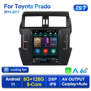 Toyota Land Cruiser Prado 150 2013-2017 Multimedya GPS Carplay Stereo için Tesla tarzı araba DVD Radyo Videosu
