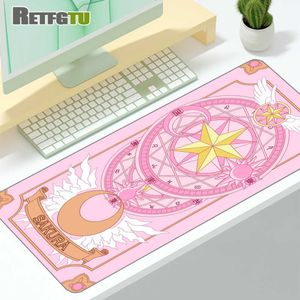 Mouse Pads Wrist Rests Anime Mouse Pad Magic Moon Sakura Gamer Mousepad Cute Desk Mat Washable Large Gaming Mouse Mat Locking Edge keyboard desk Pads T230215