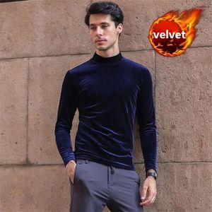 Men's T Shirts Spring Autumn T-Shirt Men Gold Velvet Long Sleeve Turtleneck 2023 Casual Slimming Fit Tee Shirt Plus Size M-6XL 7XL