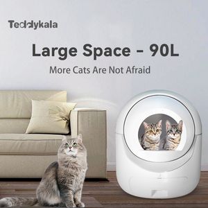 Outros gatos suprimentos Teddykala 90L Caixa de areia automática de limpeza automática WiFi Remoção de odor duplo Sandbox 230216