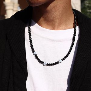 Choker 2023 Casual Cross Necklace Men Width 6mm Handmade Matte Bead For Jewelry Gift