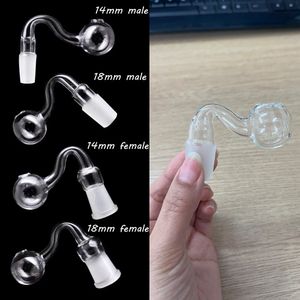 10mm 14mm 18mm Tubo de queimador de óleo de vidro masculino feminino para Bong Dab Rig Pyrex Tubos de vidro grosso queimando erva seca tabaco água mão tubo de fumar